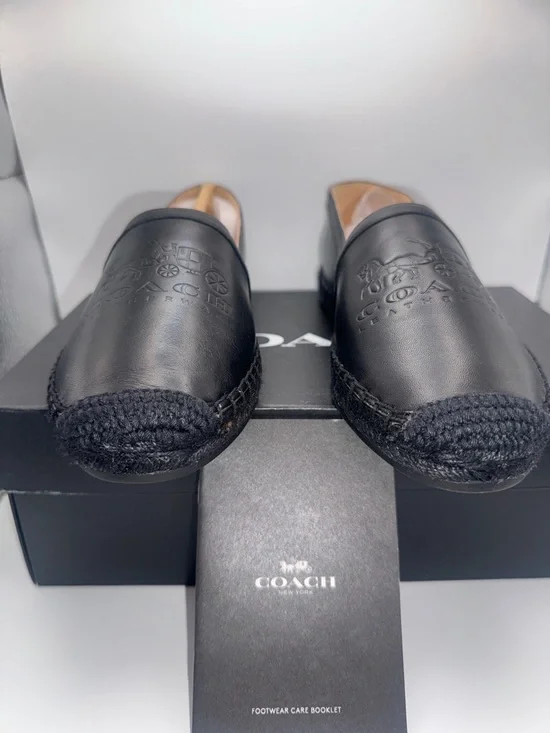 Coach Charlie Leather Espadrille Flats Black Women's Size 7 w/Box - Picture 3 of 9